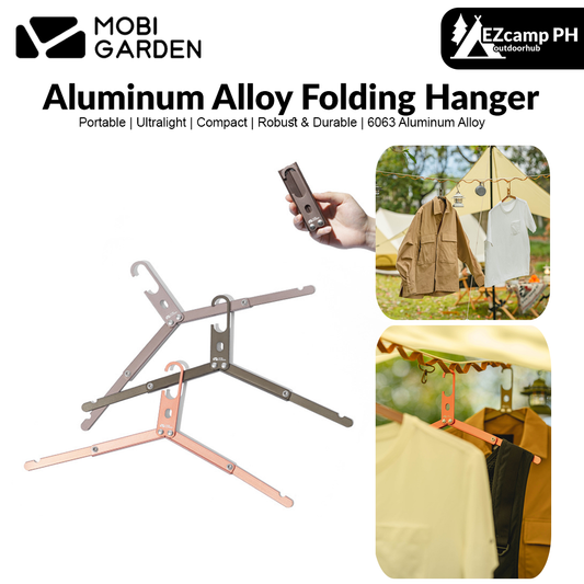 MOBI GARDEN Portable Aluminum Alloy Folding Hanger Ultralight Scalable Foldable Compact Hanger Outdoor Hanging clothes Travel Hiking Camping Outdoor Heavy Duty Durable Original MobiGarden