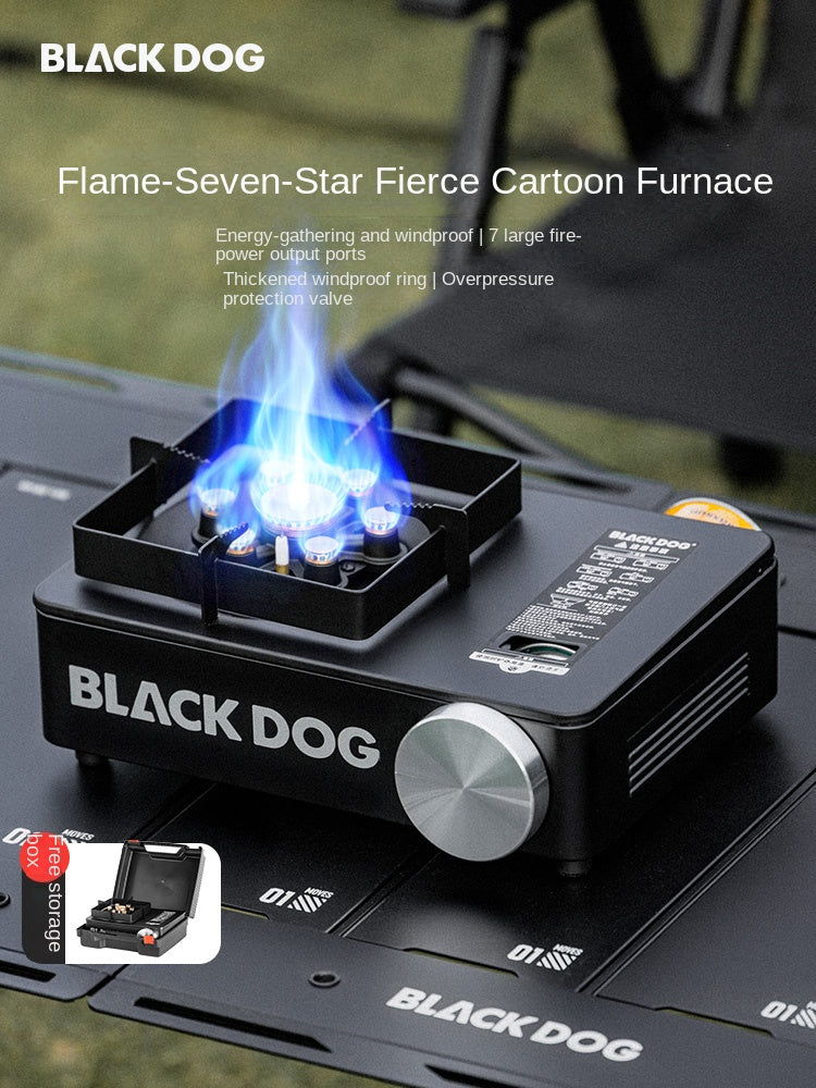 Blackdog 7 STAR Mini Camping Stove 360° Windshield 2900W Firepower Nozzle Magnetic Butane Gas Canister Valve Cassette Burner With Storage Case