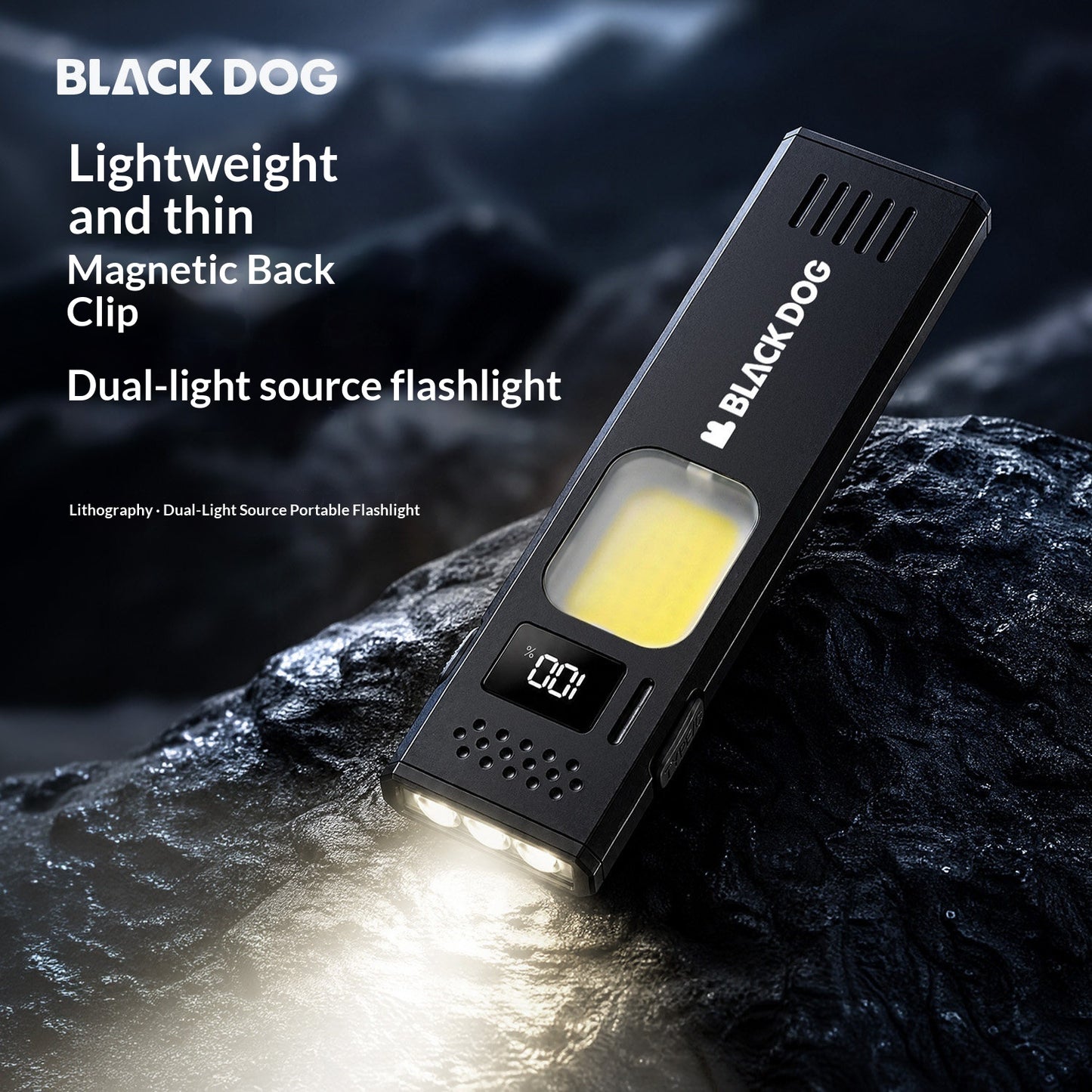 BLACKDOG Lithography Dual Light Source Portable Ultralight Flashlight 5 Adjustable Lighting Modes Magnetic Bottom Hiking Lighting Outdoor Camping