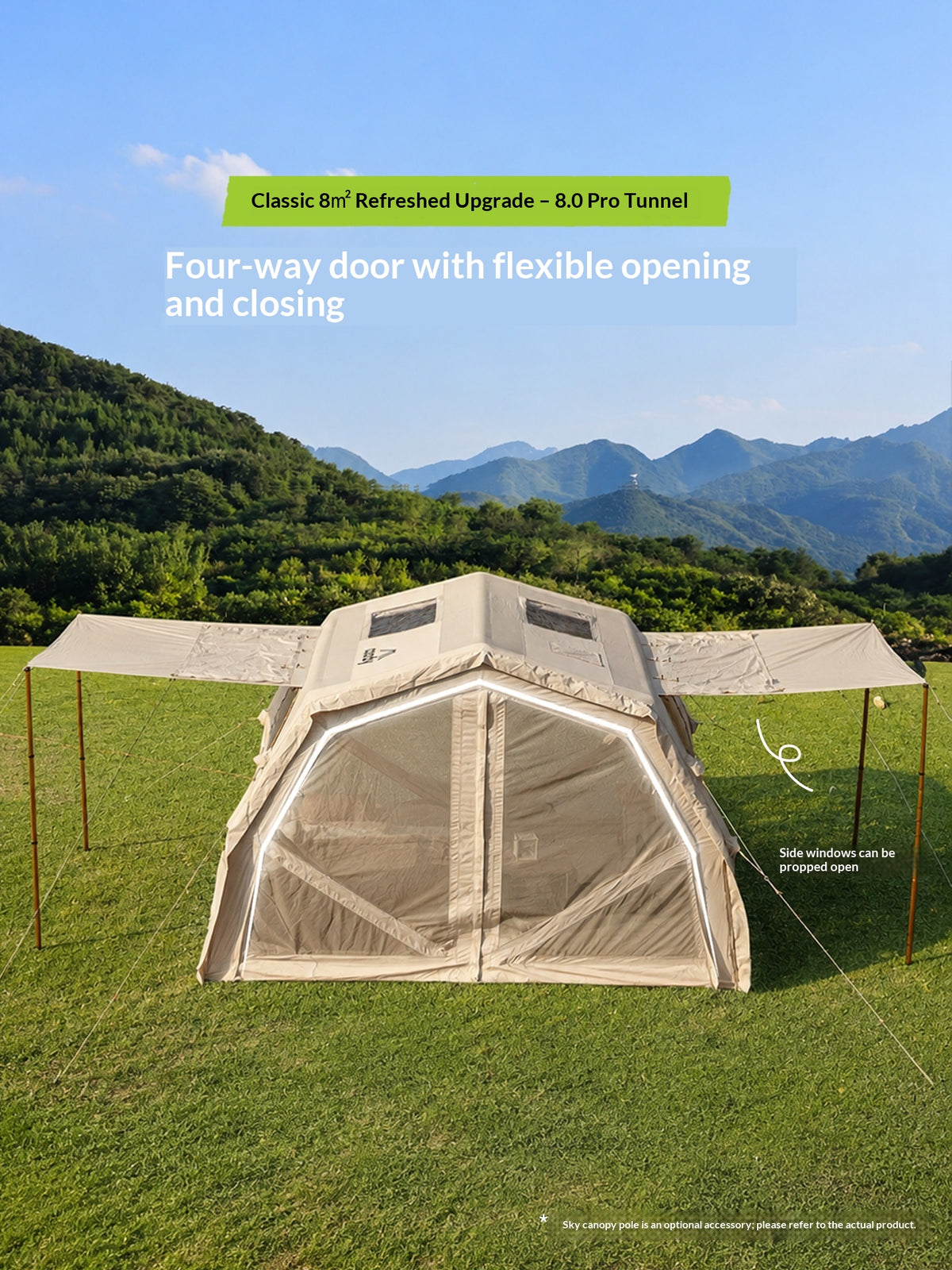 Coody AIR 8.0 PRO Tunnel Inflatable Tent 4-6 Person Waterproof TC Cotton PVC Luxury Camping