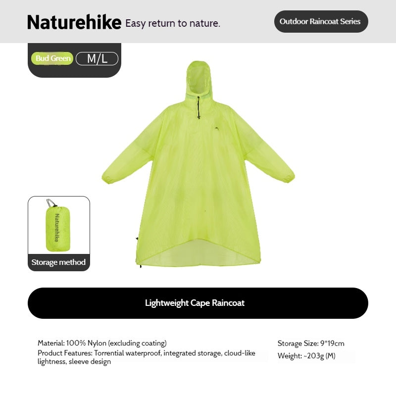 Naturehike Lightweight Poncho Raincoat Portable Foldable Unisex Sleeve Design Waterproof Outdoor Camping Hiking Cycling Travel Mountaineering
