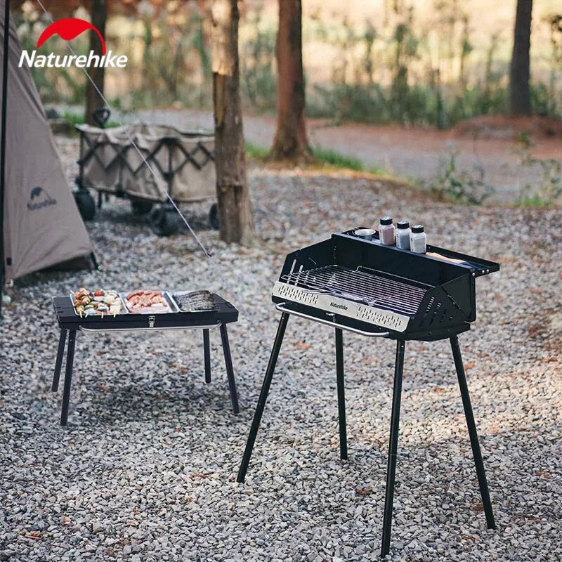 Naturehike Vertical Barbecue Grill Rack Portable Lightweight Foldable Garden Kebabs Oven Stove Folding Stand Charcoal Camping Hiking Outdoor Household Beach Travel Heavy Duty Original Nature Hike