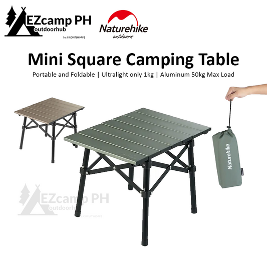 Naturehike Mini Square Folding Portable Camping Table Only 1kg Foldable Aluminum Durable 50kg Max Ultralight Hiking Picnic BBQ Small Egg Roll Table