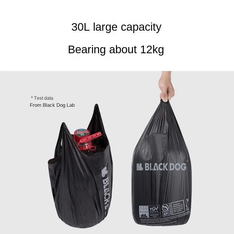 BLACKDOG by Naturehike Fully Biodegradable Garbage Storage Bag 30L Load up to 12kg Outdoor Camping Trash Waste Toilet Bin Bag Container Corn Starch Resin Degradable Plastic in 60-90 Days 20pcs Box Black Dog Nature Hike