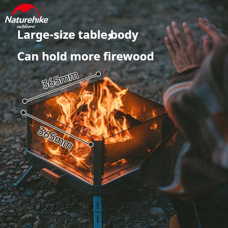 Naturehike Foldable Campfire Stand Outdoor Multipurpose Burning Platform Heating Fire Rack Bonfire Warm Oneself Glass Furnace 430 Stainless Steel