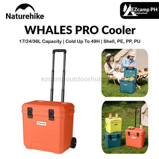 Naturehike WHALES PRO Cooler Portable Multipurpose 17/24/36L Capacity Food Drink Ice Storage Container Chest Box PU Cold Up To 49H Outdoor Camping