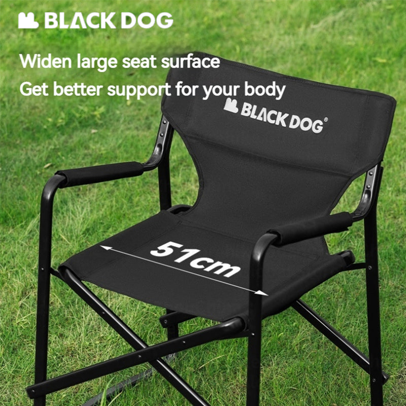 BLACKDOG Leisure Director Chair Outdoor Folding Portable Stool Widen Seat Camping Beach Fishing Picnic Garden Travel Armchair Heavy Duty Original Black Dog