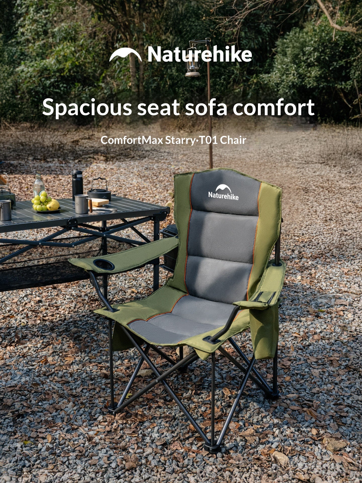 Naturehike COMFORT MAX T01 Folding Chair Portable 2pcs Set Directors Widened Seat Cotton Foam Padded Relax Load Bearing 150kg Outdoor Camping Beach