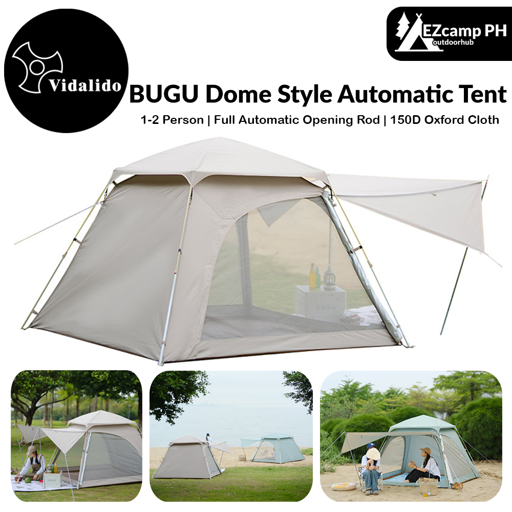 Vidalido BUGU Dome Style Automatic Tent Portable Lightweight Foldable Quick Opening Ventilated Tent for 2-4 Person Rainproof Sunscreen Breathable