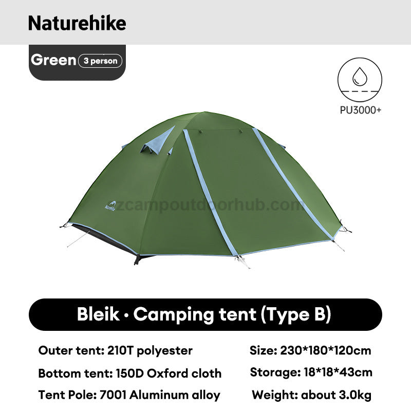 Naturehike BLEIK Series Tent 2-3 Persons Ultralight Double Awning Tent Breathable P-Series Gen 2 Crossbar Structure Design Outdoor Camping Hiking