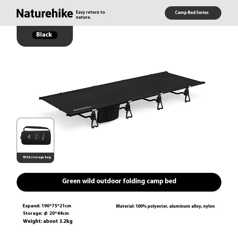 Naturehike XJC08 Camping Cot Ultralight 75cm Wide Sleeping Bed Mattress Leverage Lock Design Load Bearing Up To 150kg Outdoor Hiking Backpacking Survival Gear