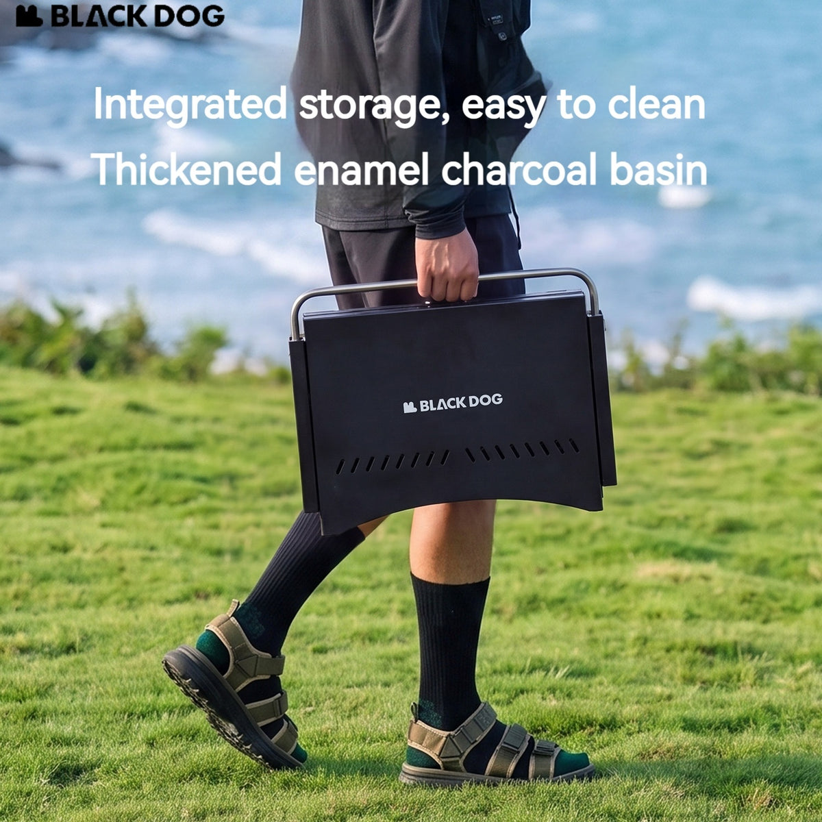 Blackdog Portable Folding Charcoal Grill 2 Sizes BBQ Tabletop Adjustable Camping Stove Outdoor