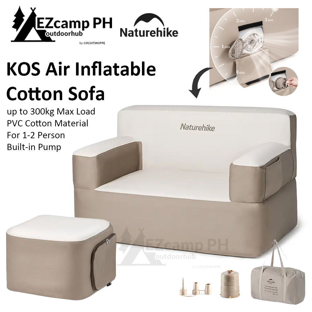 Naturehike KOS Automatic Air Inflatable PVC Cotton Sofa 1-2 Person Built-in Electric Air Pump up to 300kg Outdoor Camping Relax Chair Stool Lazy Sofa