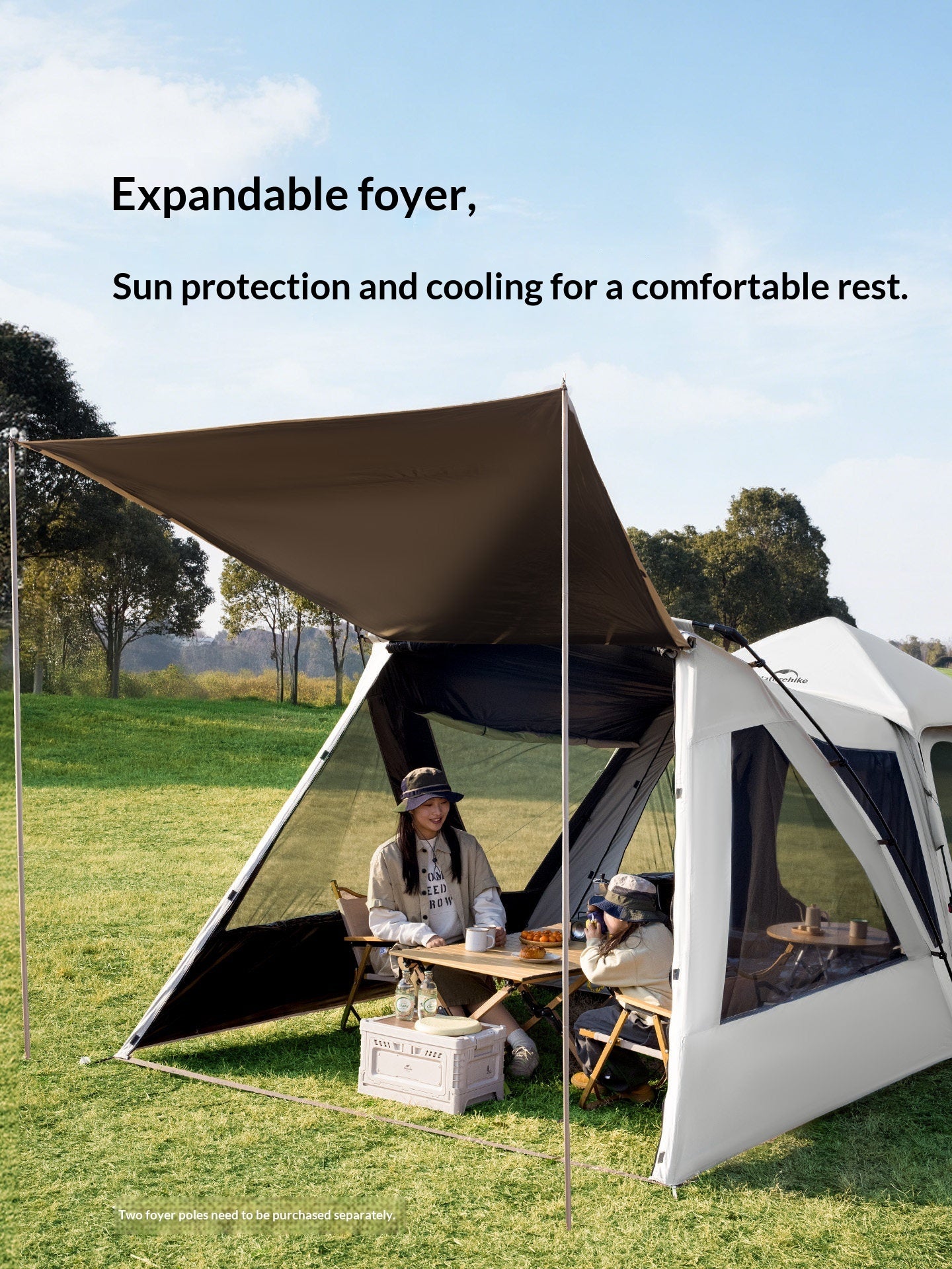 Naturehike ANGO 1BR/1LR Automatic Tent Fast Build Dome Style Tent Multiple Setting 1 Bedroom 1 Living Room for 4 Person Waterproof