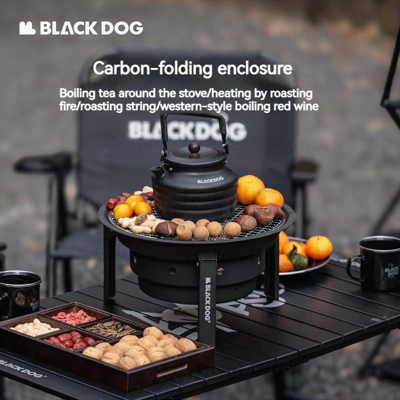 BLACKDOG Tabletop Barbecue Stove Portable Cookware Charcoal BBQ Grill Tea Table Making Stove Foldable Oven Furnace Grill Winter Heating Outdoor Picnic Camping Hiking Orignal Black Dog