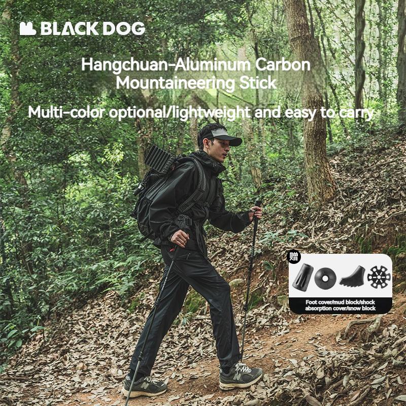 Blackdog Carbon Mountaineering Stick Portable Lightweight Aluminum Carbon Walking Sticks Trekking Pole Telescopic Hiking Canes Adjustable 3-Section Collapsible Staff