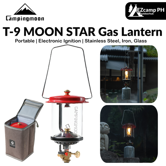 Campingmoon T-9 MOON STAR Gas Lantern Camping Portable Lightweight Retro Atmosphere Lamp Mantle Yarn Light Butane Screw Threaded Type Outdoor Lighting With Storage Bag