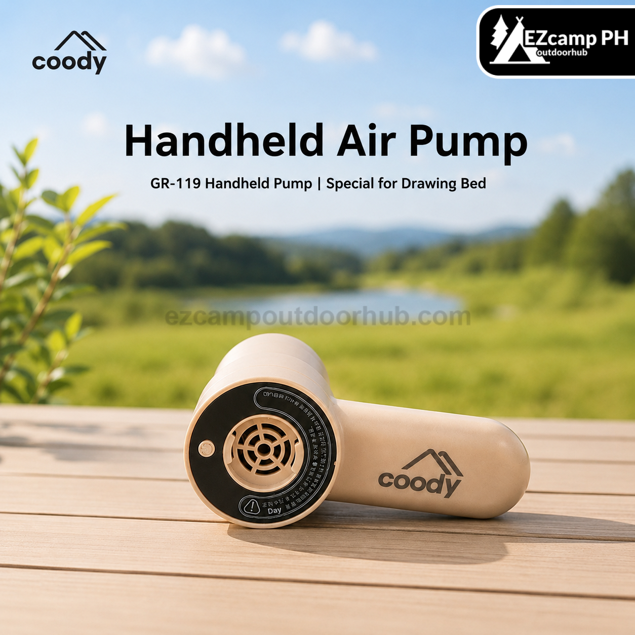Coody GR-119 Handheld Air Pump Portable Lightweight 2PSI 105W for Inflatable Bed Mattress Pillow Sofa Compression Bag USB C Charging