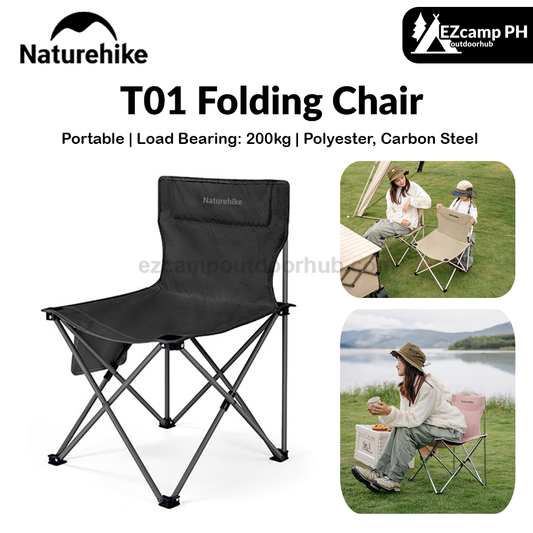 Naturehike T01 Folding Chair Heighten Widened Comfortable Beach Chair With Side Pocket Load Bearing 200kg Fishing Seat X-Shaped Structure Support Camping