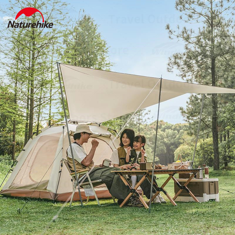 Naturehike Ango Picnic Quick Opening Tent 3-4 Persons Portable Automatic Easy to Set Up Large Space Luxury Sunshade Family Camping Outdoor Hiking Outing Highly Durable Rainproof Canopy Tent Original Nature Hike