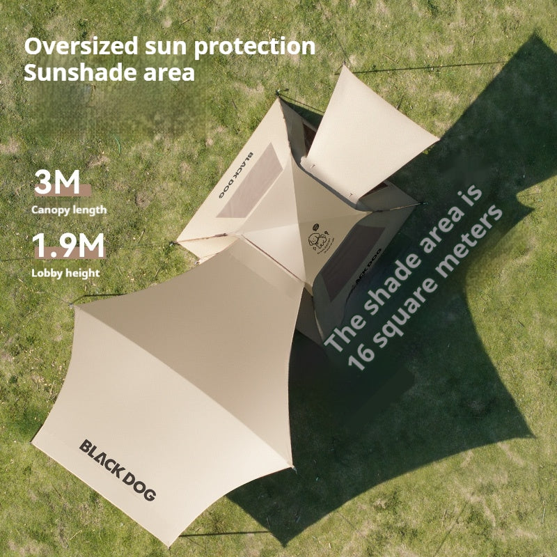 Blackdog LEISURE 2.1 Base Automatic Tent Portable Foldable 2-4 Persons Quick Open Picnic Tent 2 Door Window Design Waterproof Camping Sunshade Silver Coated