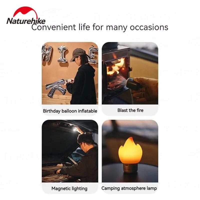 Naturehike WIND MINI Multifunctional Air Pump Lantern Ultralight Portable Lamp Light Inflatable Pump Outdoor Camping Hiking Equipment Tool Inflate Deflate 4.5kpa Air Pressure USB C Rechargeable Tent Mattress Bed Pillow Mat Bed Nature Hike