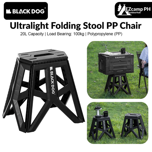 BLACKDOG Ultralight Folding Stool PP Chair Outdoor Portable Stable Bucket Rack Camping Travel Fishing Beach Stool Chair Load Bearing 100kg Heavy Duty Original Black Dog