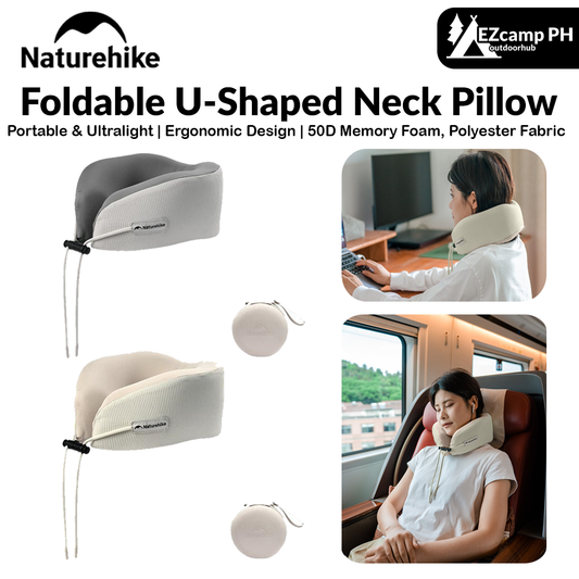 Naturehike Foldable U-Shaped Neck Pillow Portable Ultralight Skin-Friendly Folding Breathable Memory Foam Cotton Sleeping Nap Airplane Supplies Travel Cushion Camping Hiking Heavy Duty Original Nature Hike