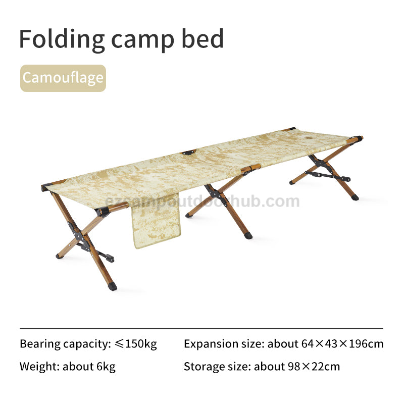Naturehike XJC03 Folding Camping Bed Portable Ultralight Sleeping Army Cot With Side Storage Bag 150kg Max Load X-Type Aluminum Alloy Support Outdoor