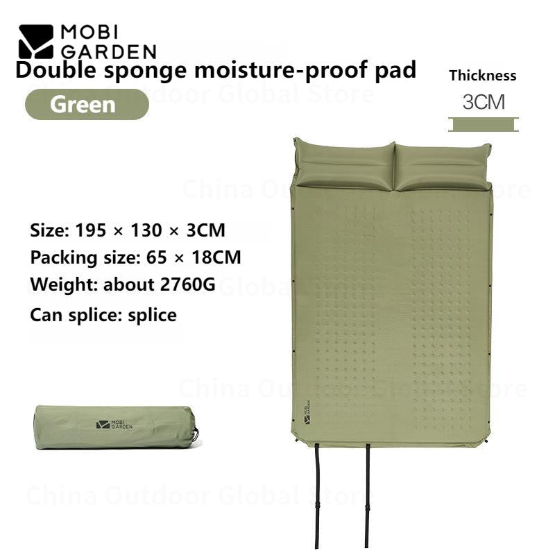 MOBI GARDEN Automatic Inflatable Camping Mat Tent 1 / 2 Persons Sleeping Mattress Cushion Pad With Built-in Pillow Sliceable Moisture Proof Mattress