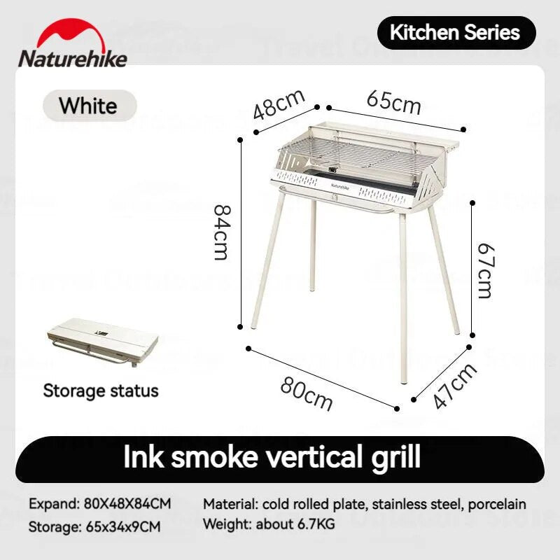 Naturehike Vertical Barbecue Grill Rack Portable Lightweight Foldable Garden Kebabs Oven Stove Folding Stand Charcoal Camping Hiking Outdoor Household Beach Travel Heavy Duty Original Nature Hike