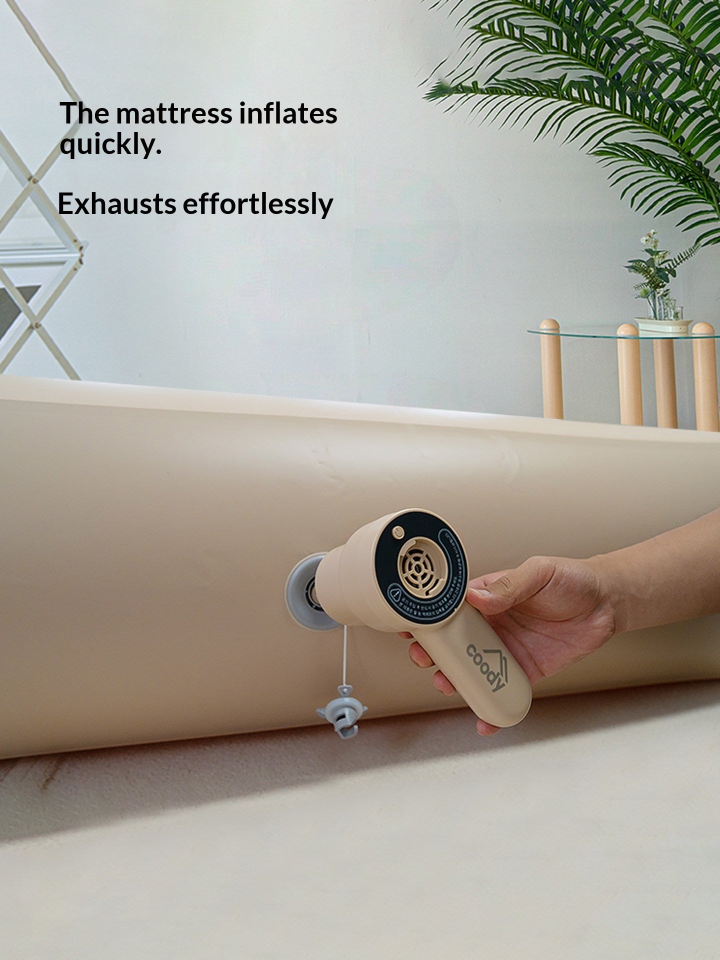 Coody GR-119 Handheld Air Pump Portable Lightweight 2PSI 105W for Inflatable Bed Mattress Pillow Sofa Compression Bag USB C Charging