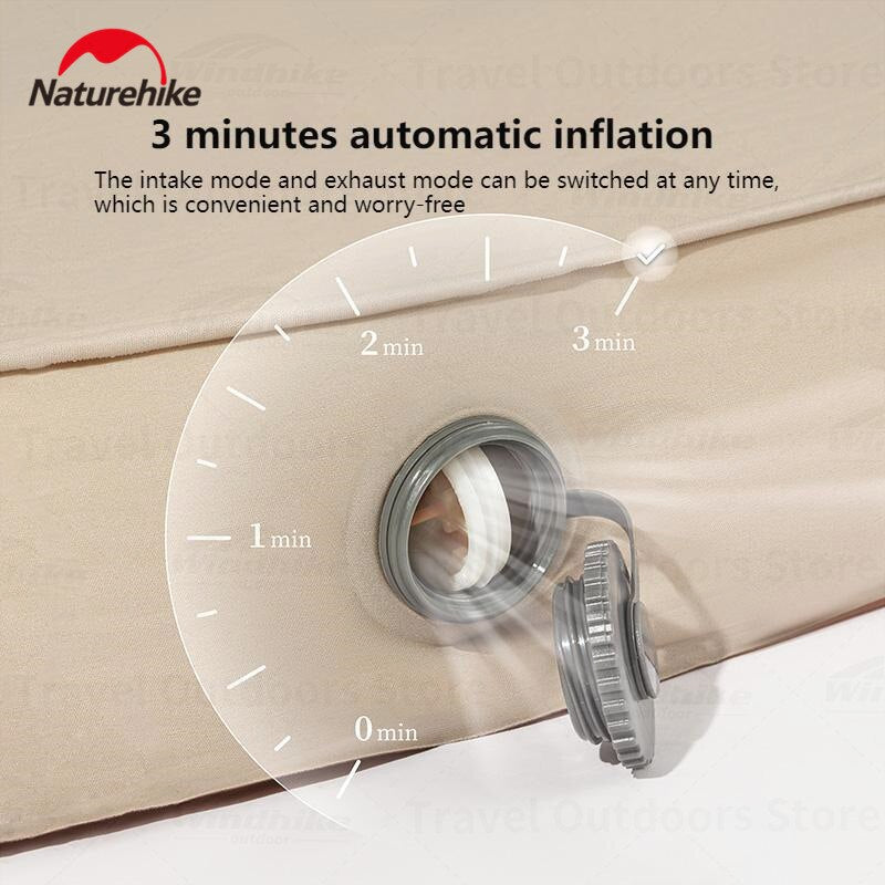 Naturehike Self Inflating Foam Pad 10cm Thick Outdoor Camping Portable Mattress Sleeping Bed Single Double Automatic Inflate Sponge Glamping C10