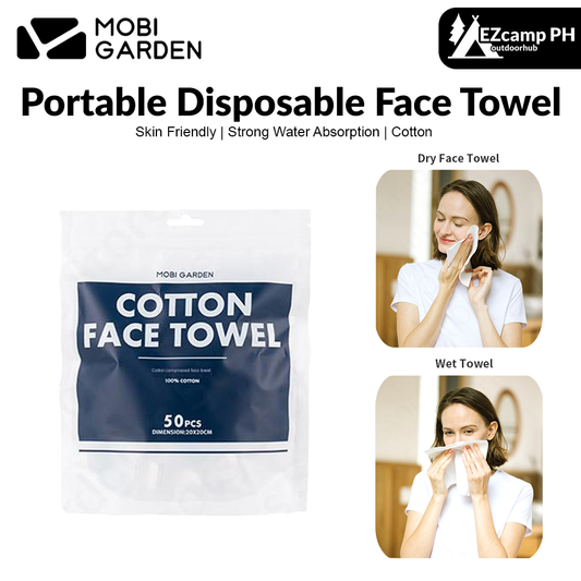 Mobi Garden Portable Disposable Face Towel Ultralight Towel Dry Wet Dual Use Towel Camping Hiking Beach Picnic Travel Business Trip Compressed 100% Cotton Original MobiGarden