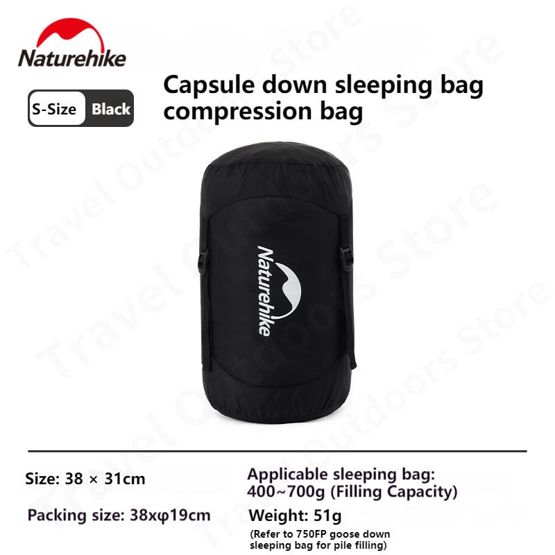 Naturehike Camping Sleeping Bag Compression Storage Bag 40D Nylon Portable Hiking Backpacking Ultralight Down Sleeping Bag Nature Hike