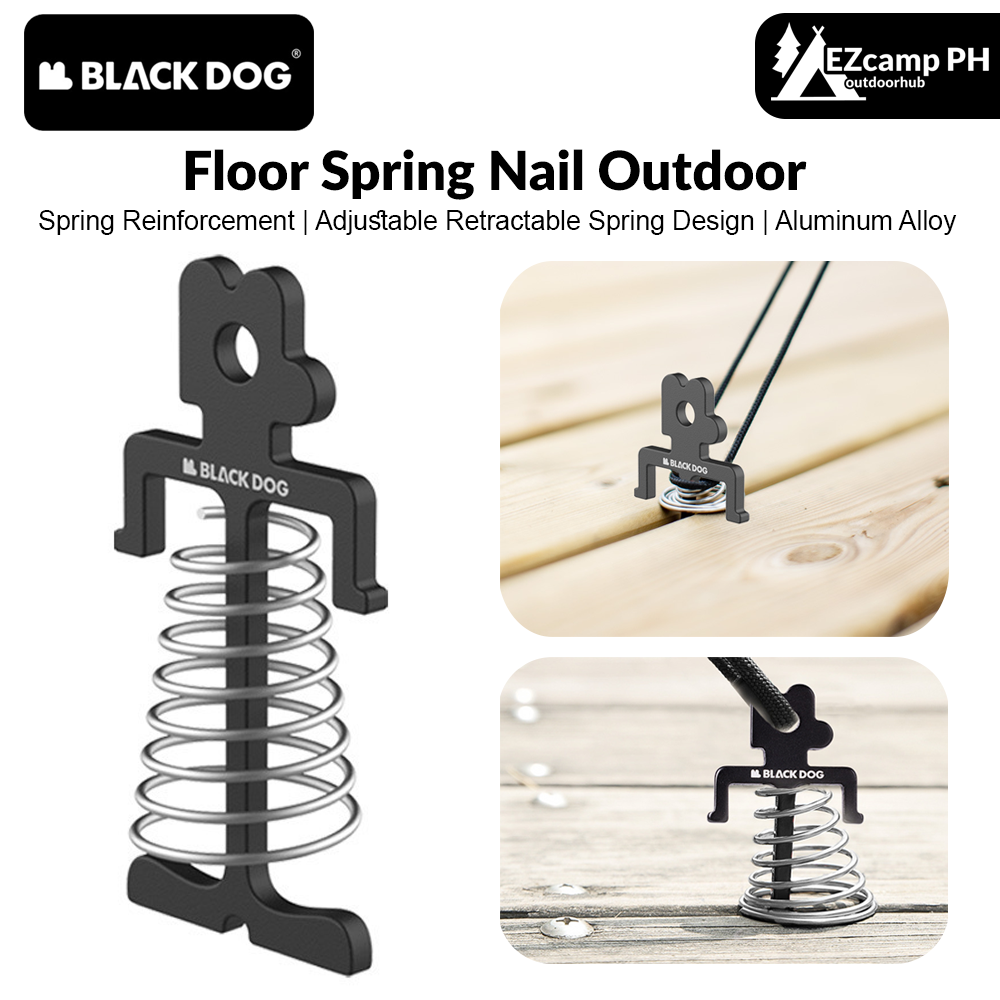 BLACKDOG Floor Spring Nail Outdoor Portable Lightweight Aluminum Alloy Fishbone Nails With Spring Windbreak Nail Windproof Ground Spikes Tools Camping Hiking Travel Heavy Duty Original Black Dog