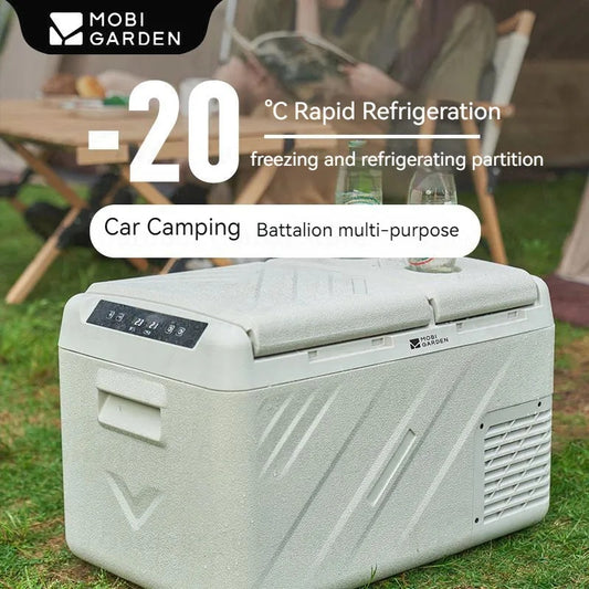 Mobi Garden 22.3L Portable Car Camping Refrigerator Dual Zone 2 Door Fridge Freezer Ref Food Drink Ice Mini Cooler Box 12V 24V DC Outdoor Indoor Multi-Purpose Cools up to -20℃ Mobigarden alpicool