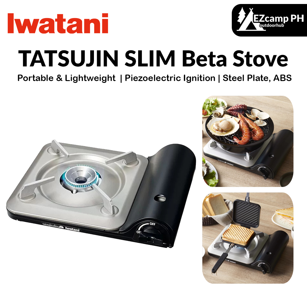 Iwatani Tatsujin Slim Beta Stove Portable Butane Canister Cassette Gas Stove Indoor Outdoor Camping Travel High Power 3.2kw Firepower Burner Original Made in Japan