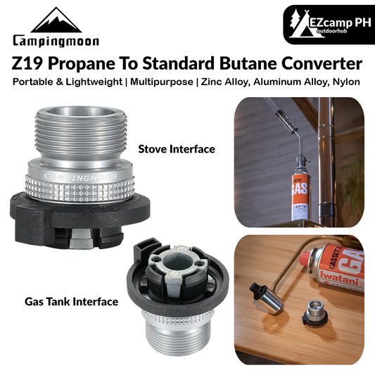 Campingmoon Z19 Propane To Standard Butane Converter Portable Lightweight Connector Coleman Stove Torch Adapter To Nozzle Card Type Canister Fuel Adaptor Kitchenware Camping Hiking Cooking Baking Picnic Beach Travel Heavy Duty Original Camping Moon