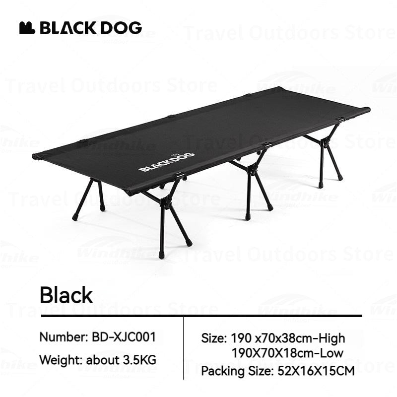 BLACKDOG by Naturehike Black High Low Folding Bed Cot Adjustable Height 150kg Load Upgraded Easy Aluminum Ultralight Bracket Outdoor Camping