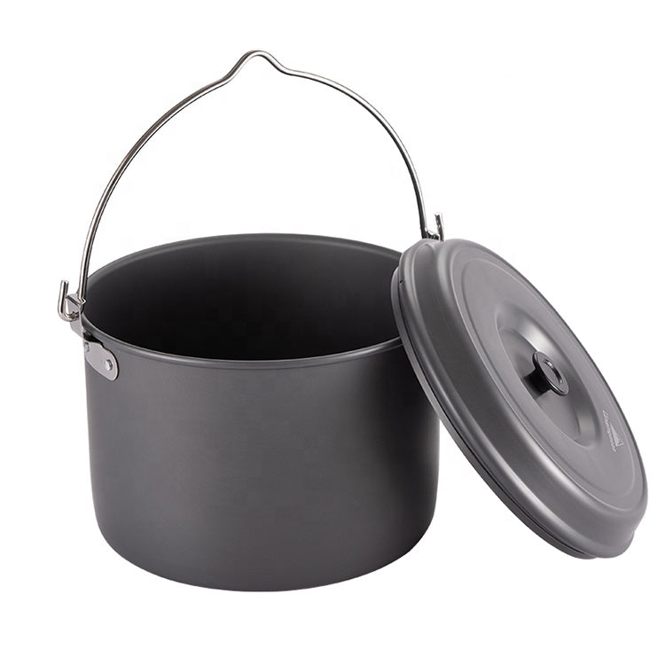 CAMPINGMOON Outdoor Hanging Pot Small Large Camping Ultralight Aluminum Cooking Hang Cookware Equipment for 5-8 Person 4L 5.5L