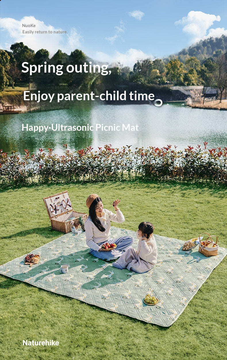 Naturehike HAPPY Ultrasonic Picnic Mat Portable Large Size Skin-Friendly Moisture-proof Mattress Sleeping Pad Machine Washable Outdoor Camping