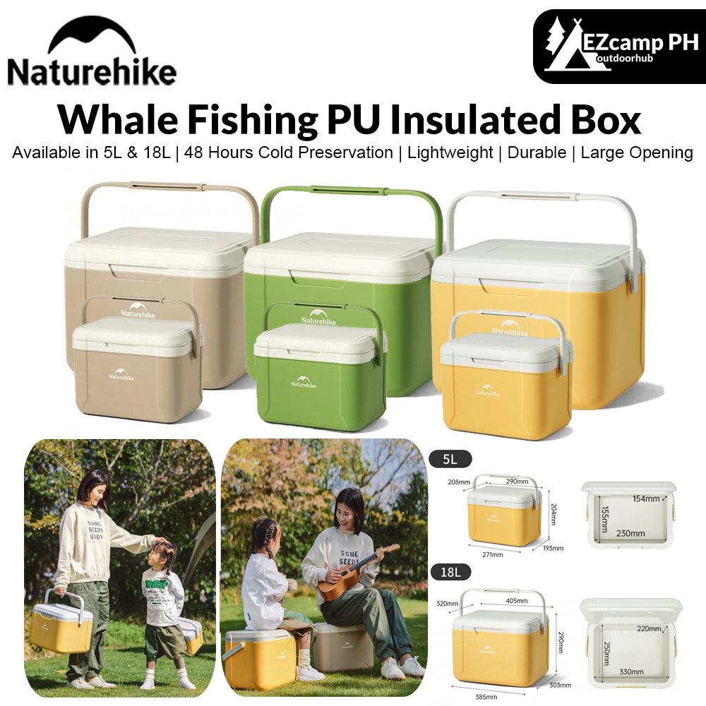 Naturehike Whale Fishing PU Insulated Box 5L 18L Anti-Bacterial 48H Cold Preservation Lightweight Durable Large Capacity Heavy Duty Portable Insulation Food Drink Ice Storage Container for Outdoor Camping Fishing Picnic Box Refrigerator Nature Hike