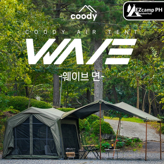 Coody Air Tent WAVE 7.0 4-6 Person Air Inflatable Tent 210D Blended Cotton PVC Air Pole Black Vinyl Coated Sunscreen Waterproof Extended Canopy GEMINI STAR