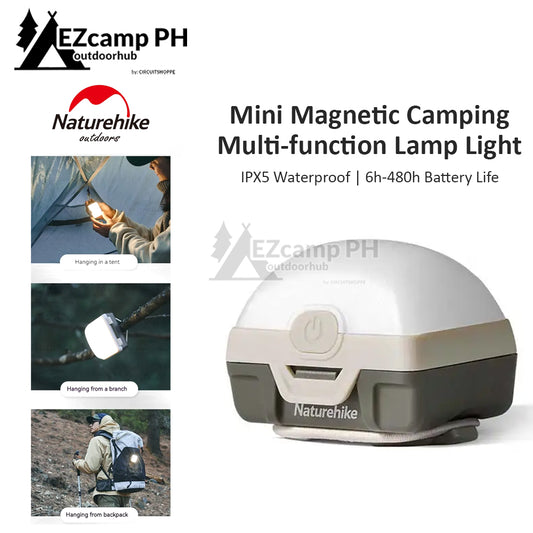 Naturehike Mini Magnetic Camping Hiking Outdoor Tent Lamp Light IPX5 Waterproof Multi-Function 6-480h Battery USB Charging or AAA Pole Magnet Lantern