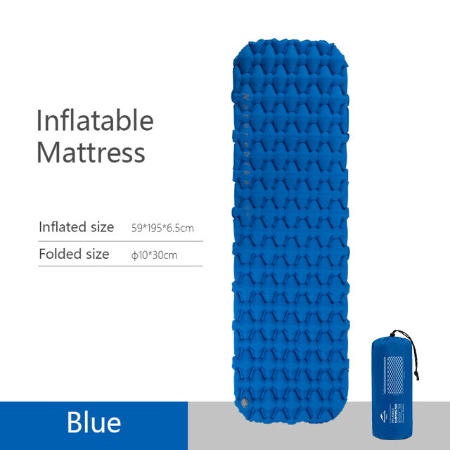 Naturehike SINGLE | DOUBLE Air Inflatable Bed Mat Outdoor Camping Tent Pad with Optional Inflate Bag Pump 6.5CM Thick Ultralight Portable Folding