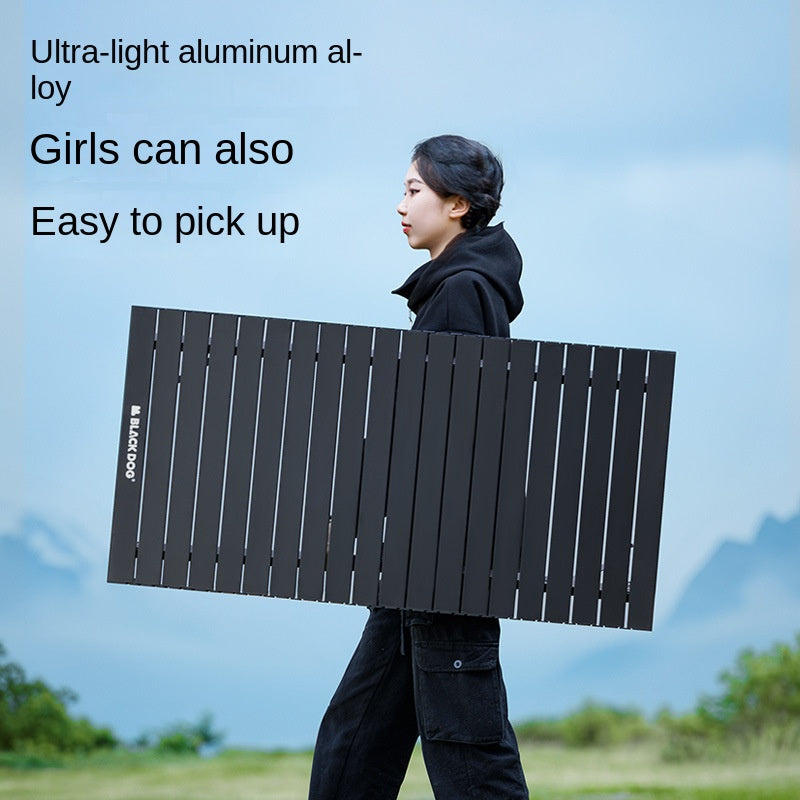 BLACKDOG Aluminum Alloy Egg Roll Table Portable Folding Camping Coffee Dining Table Outdoor Hiking Picnic Beach Foldable Board Triangular Cross Support