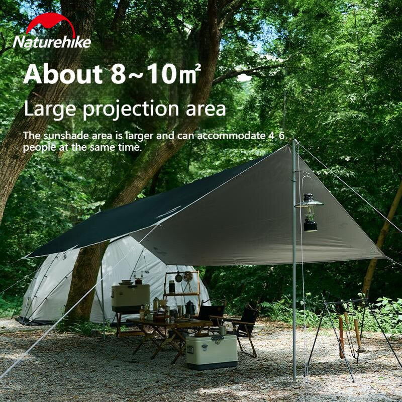 [Pre-Order] Naturehike GIRDER Series Shelter Awning Canopy Tarp Tent in Classic Silver Coated and Double Sided Black Vinyl Glue + Silver Coating SMALL HEX LARGE Size Waterproof Windproof UPF50+ UV Sun Shade Portable Outdoor Camping Tarp with 2 Poles