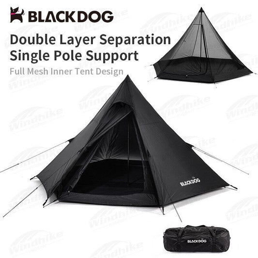 BLACKDOG by Naturehike Hexagon Pyramid Black Tent for 3 to 4 Person 150D Oxford Cloth Outdoor Portable Waterproof Camping Tent Nature Hike White Black Dog tags: ranch hexagonal