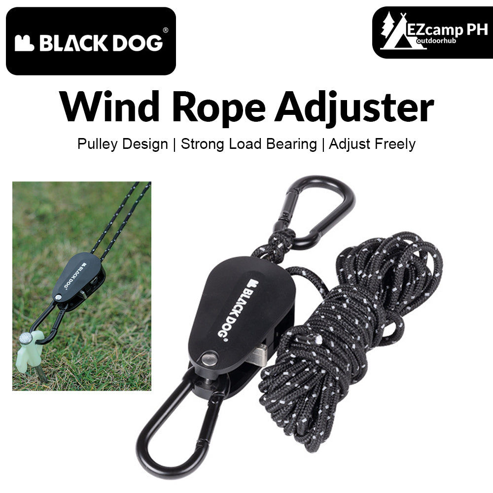 BLACKDOG Wind Rope Adjuster Portable Pulley Design Easy Windproof Canopy Tarp Tent Setup Strong Load Bearing Reflective Line Buckle Tensioner Hook